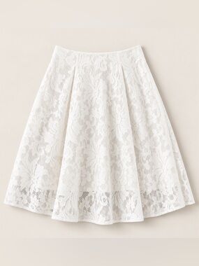 Topshop White Lace A-Line Skirt